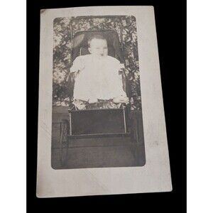 Antique Postcard Cute Baby In Stroller Oh Them Toes AZO Divided Back 1900's